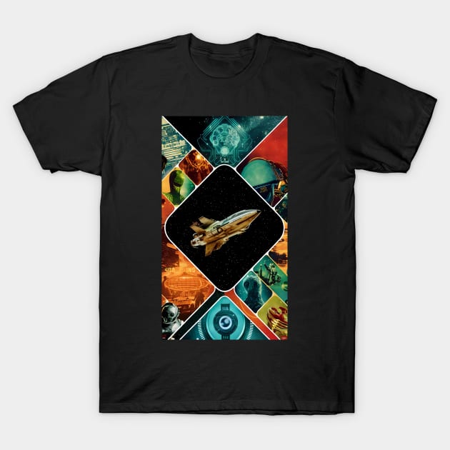 Retro sci fi rocket ship T-Shirt by Spaceboyishere